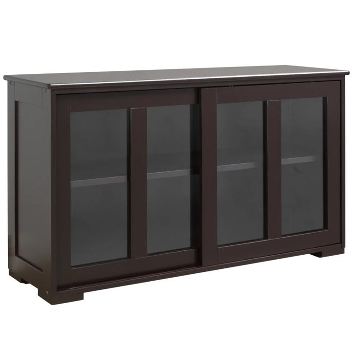Sideboard Buffet Storage Display Cabinet TV Stand w Sliding Doors, Kitchen Dining Living, Brown