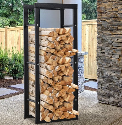 39 Tall Large Steel Firewood Log Storage Rack w/ Handles and