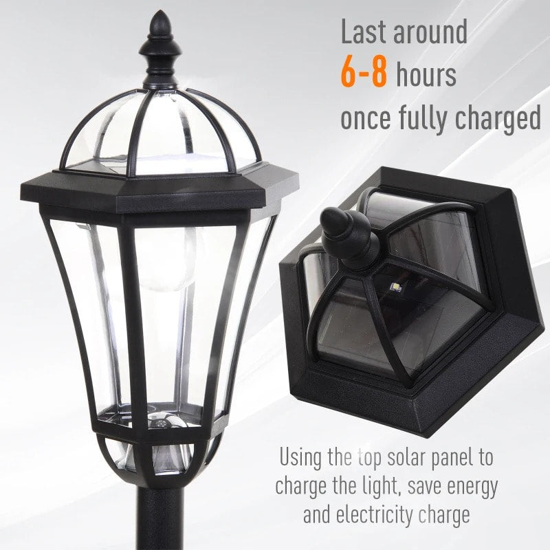 2pc 50” Solar LED Automatic Torch Light Lamp Posts for Outdoor Walkway Driveway Garden, Black
