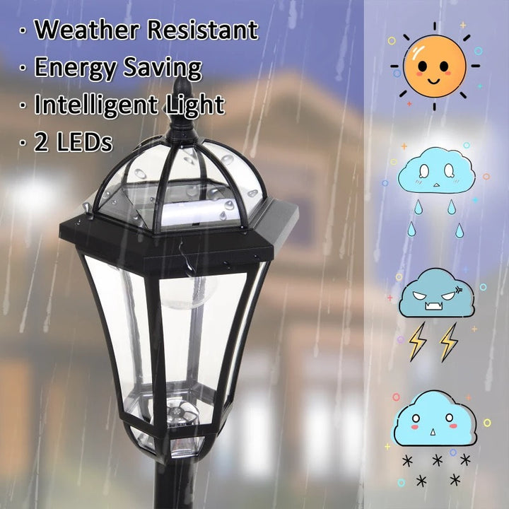 2pc 50” Solar LED Automatic Torch Light Lamp Posts for Outdoor Walkway Driveway Garden, Black