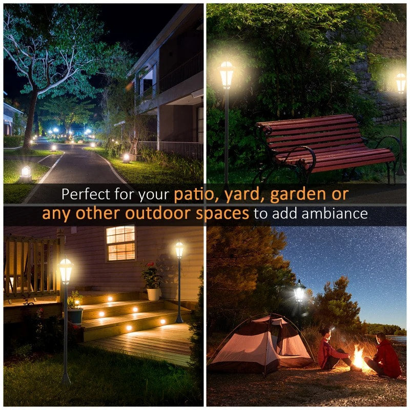 2pc 50” Solar LED Automatic Torch Light Lamp Posts for Outdoor Walkway Driveway Garden, Black