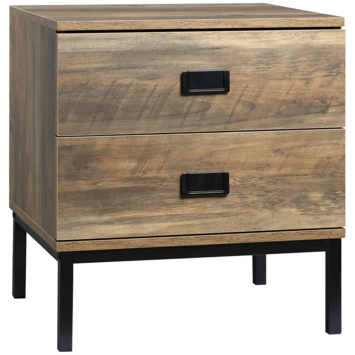 Retro Accent Side End Table Night Stand w Drawers, Bedroom Living Home, Distressed Wood Brown