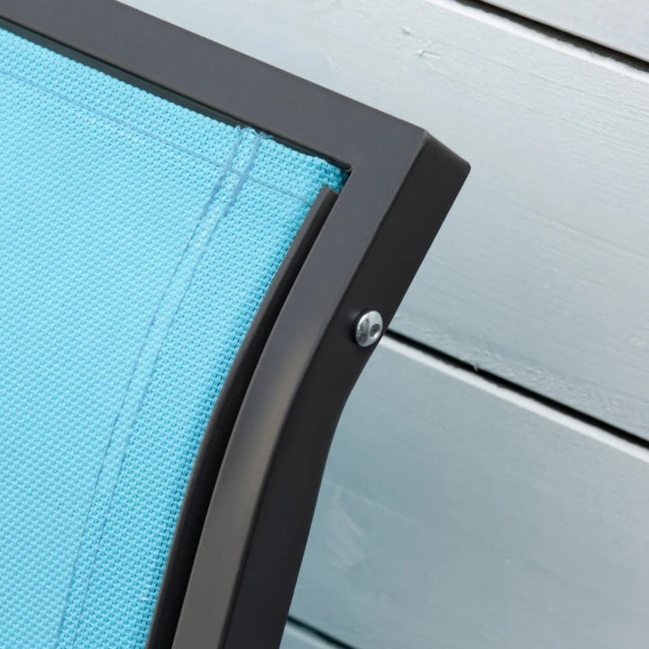 2-Person Steel Loveseat Glider Bench Chair Rocker w Sling Fabric, Patio Deck Garden, Aqua Blue
