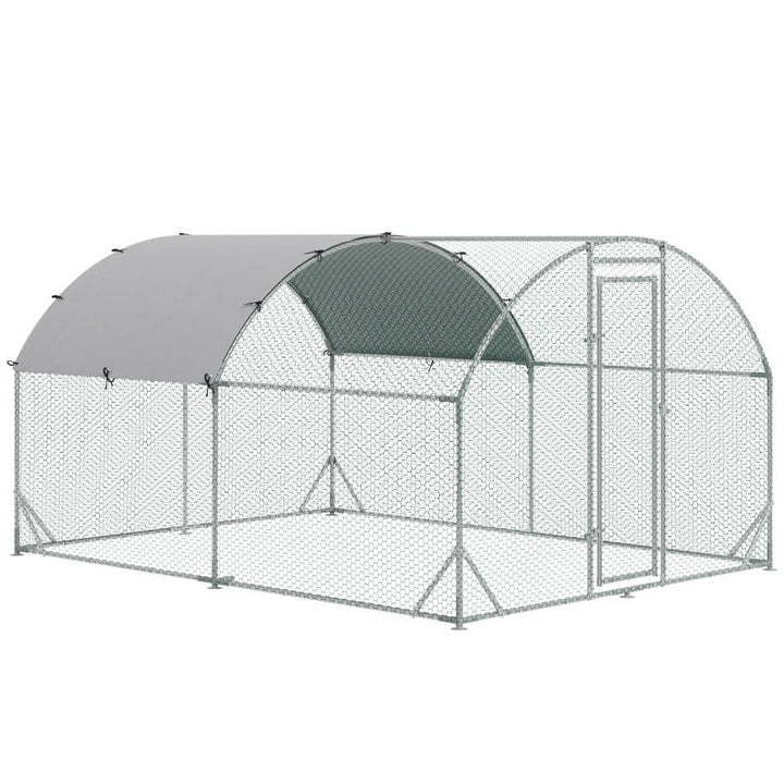 9' x 12.5' x 6.5' Galvanized Walk In Chicken Coop Cage Hen Poultry Fenced Shelter Outdoor Yard