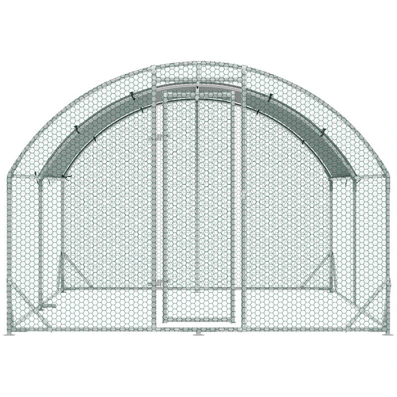 9' x 12.5' x 6.5' Galvanized Walk In Chicken Coop Cage Hen Poultry Fenced Shelter Outdoor Yard