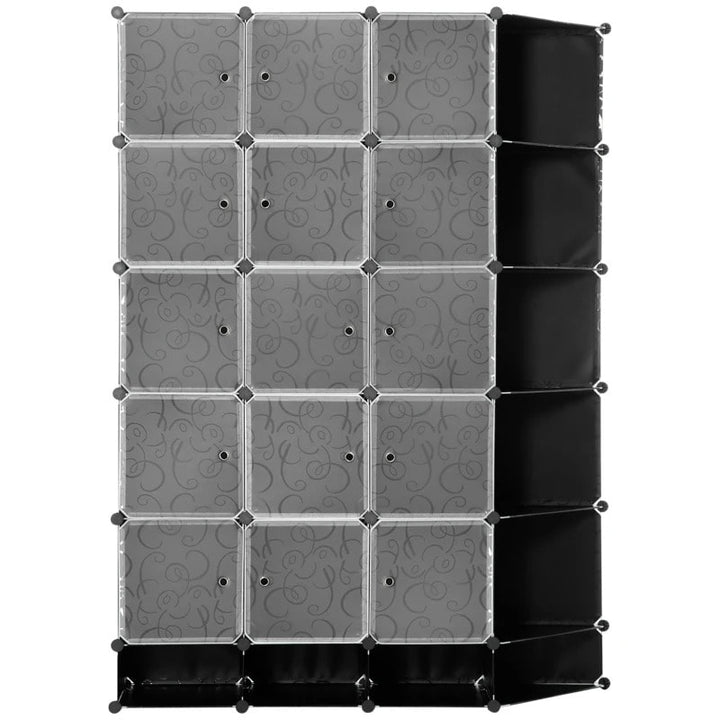 20 Cube Stackable Storage Organizer Shelf Cabinet Wardrobe for Shoes Clothes Books, Black White