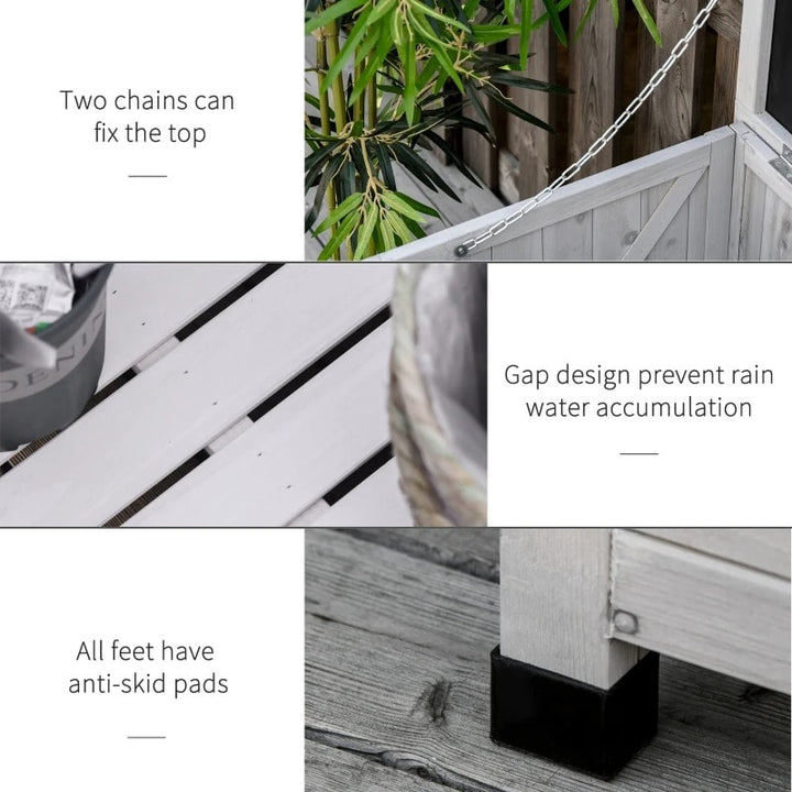 50" 75 Gal Fir Wood Deck Box Storage Bin Container for Cushions Tools Outdoor Patio, Grey Stain