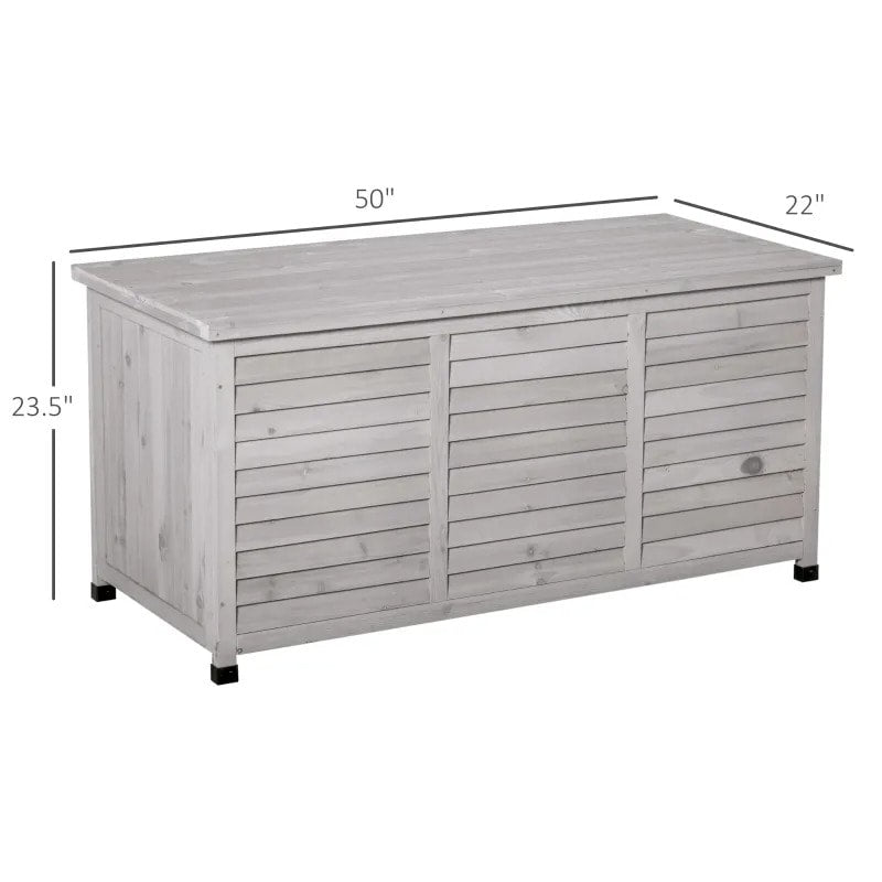 50" 75 Gal Fir Wood Deck Box Storage Bin Container for Cushions Tools Outdoor Patio, Grey Stain