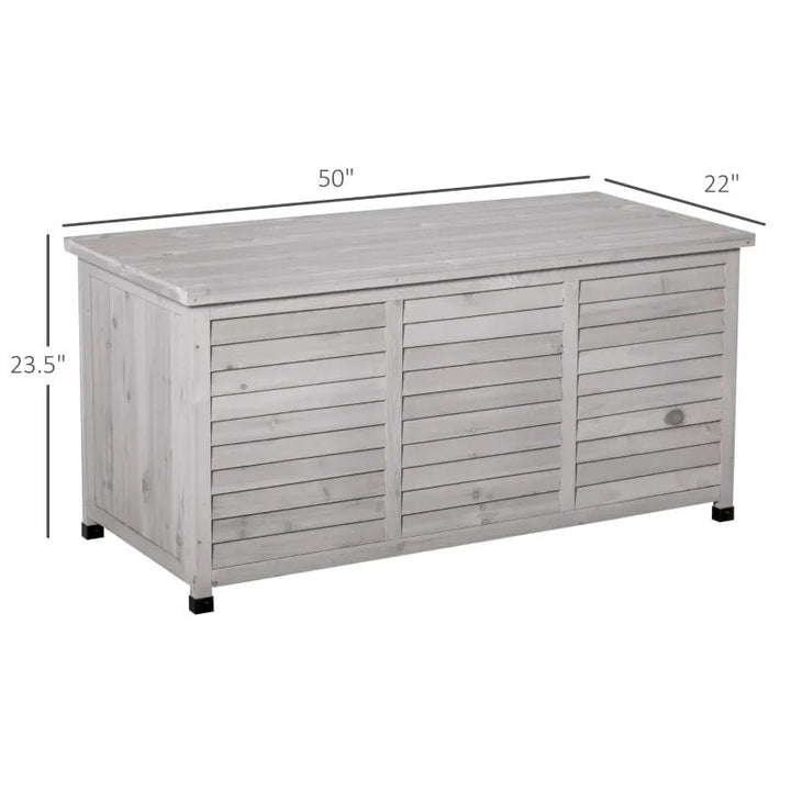 50" 75 Gal Fir Wood Deck Box Storage Bin Container for Cushions Tools Outdoor Patio, Grey Stain