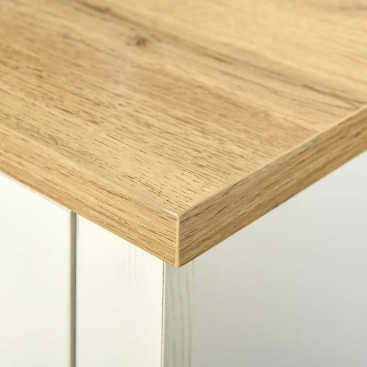 Modern Media Console TV Stand Entertainment Centre Unit Shelves Cabinet, White, Oak Wood Colour