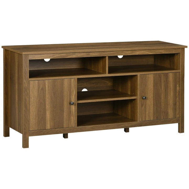 Modern Classic Media Console TV Stand Entertainment Cabinet w Shelves – Walnut Brown Woodgrain