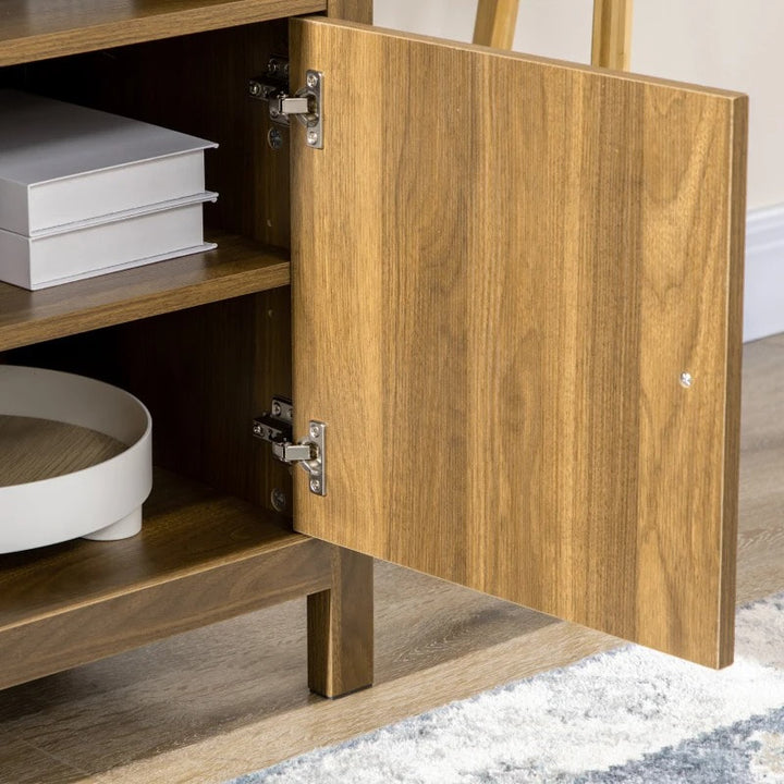 Modern Classic Media Console TV Stand Entertainment Cabinet w Shelves – Walnut Brown Woodgrain