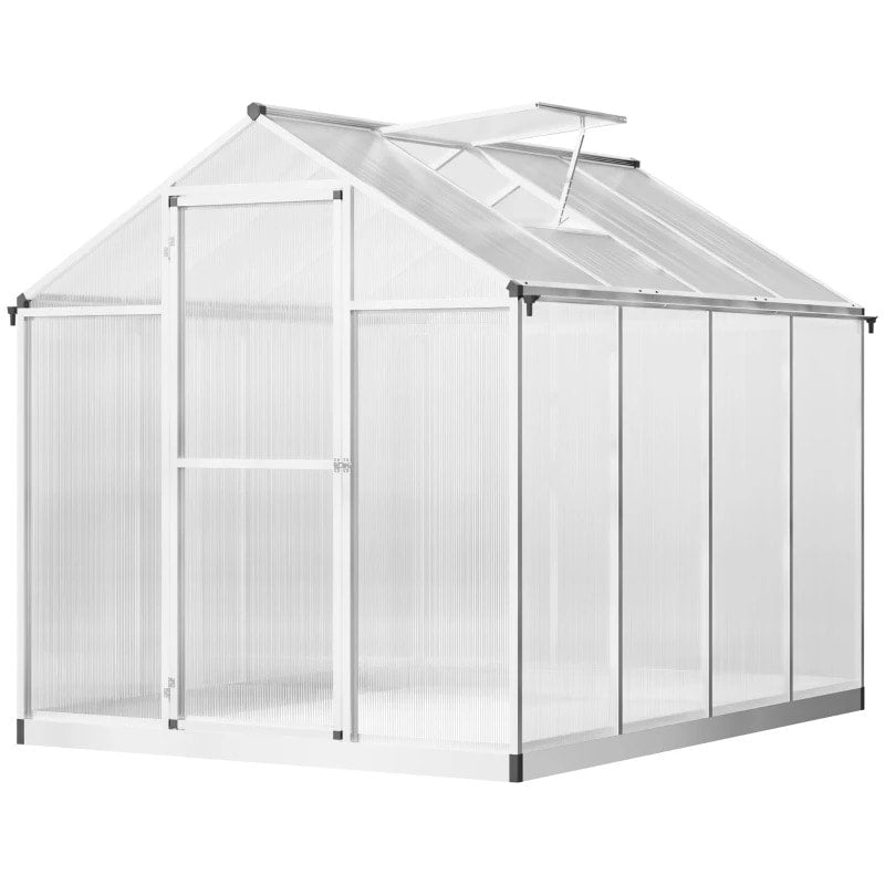 8' x 6.25’ x 6.4' Walk-In Hard-Sided PC Aluminum Cold Frame Greenhouse for Outdoor Garden Plant