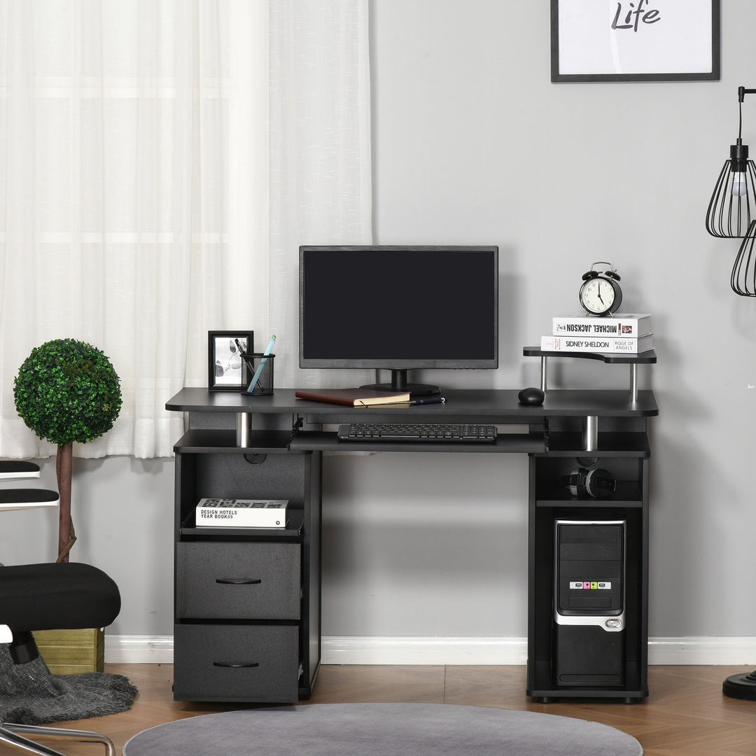 Computer Desk w/ Drawers and Shelves - Black