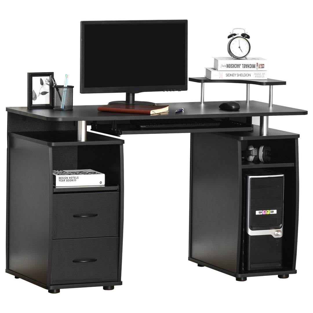Computer Desk w/ Drawers and Shelves - Black