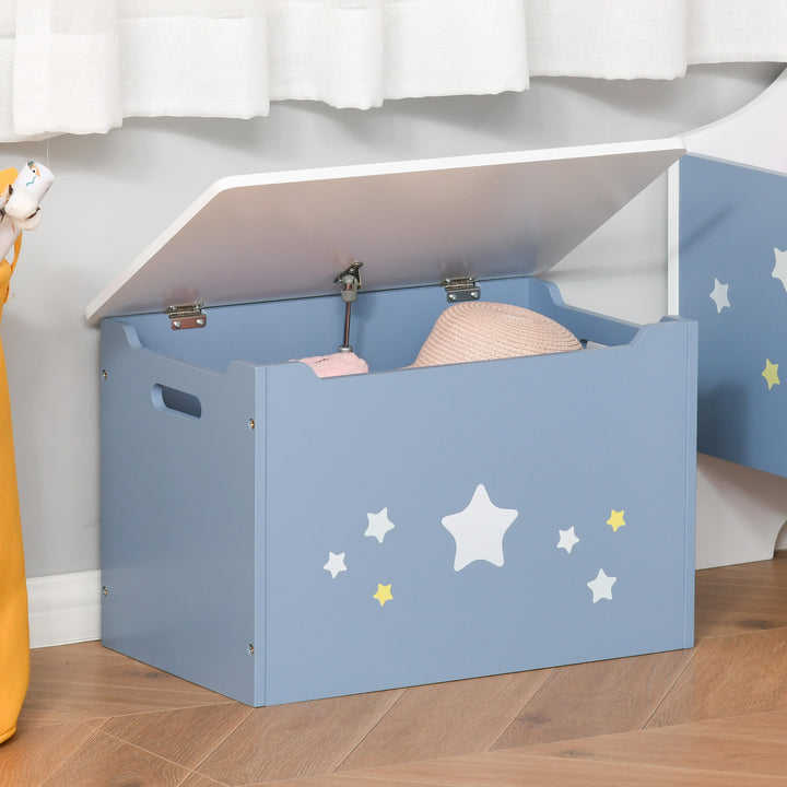 Wooden Toy Storage Box / Seat - Blue