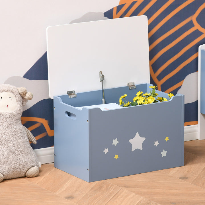 Wooden Toy Storage Box / Seat - Blue