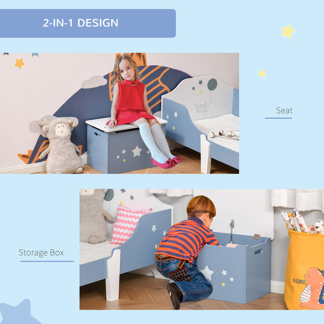 Wooden Toy Storage Box / Seat - Blue