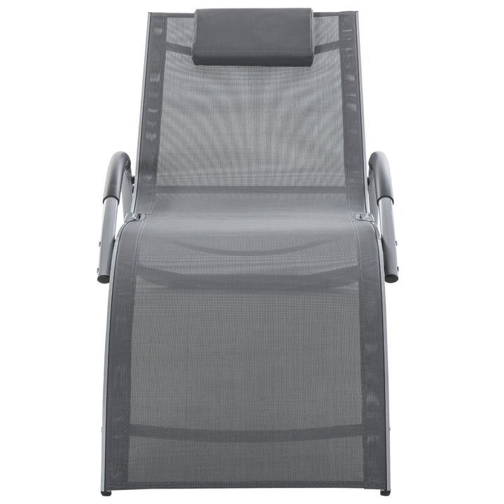 Ergonomic Aluminum Sun Reclining Lounger Chair w Headrest, Outdoor Patio Deck Garden, Grey