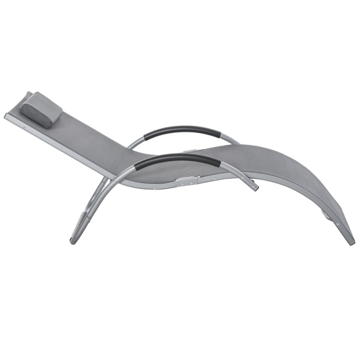 Ergonomic Aluminum Sun Reclining Lounger Chair w Headrest, Outdoor Patio Deck Garden, Grey