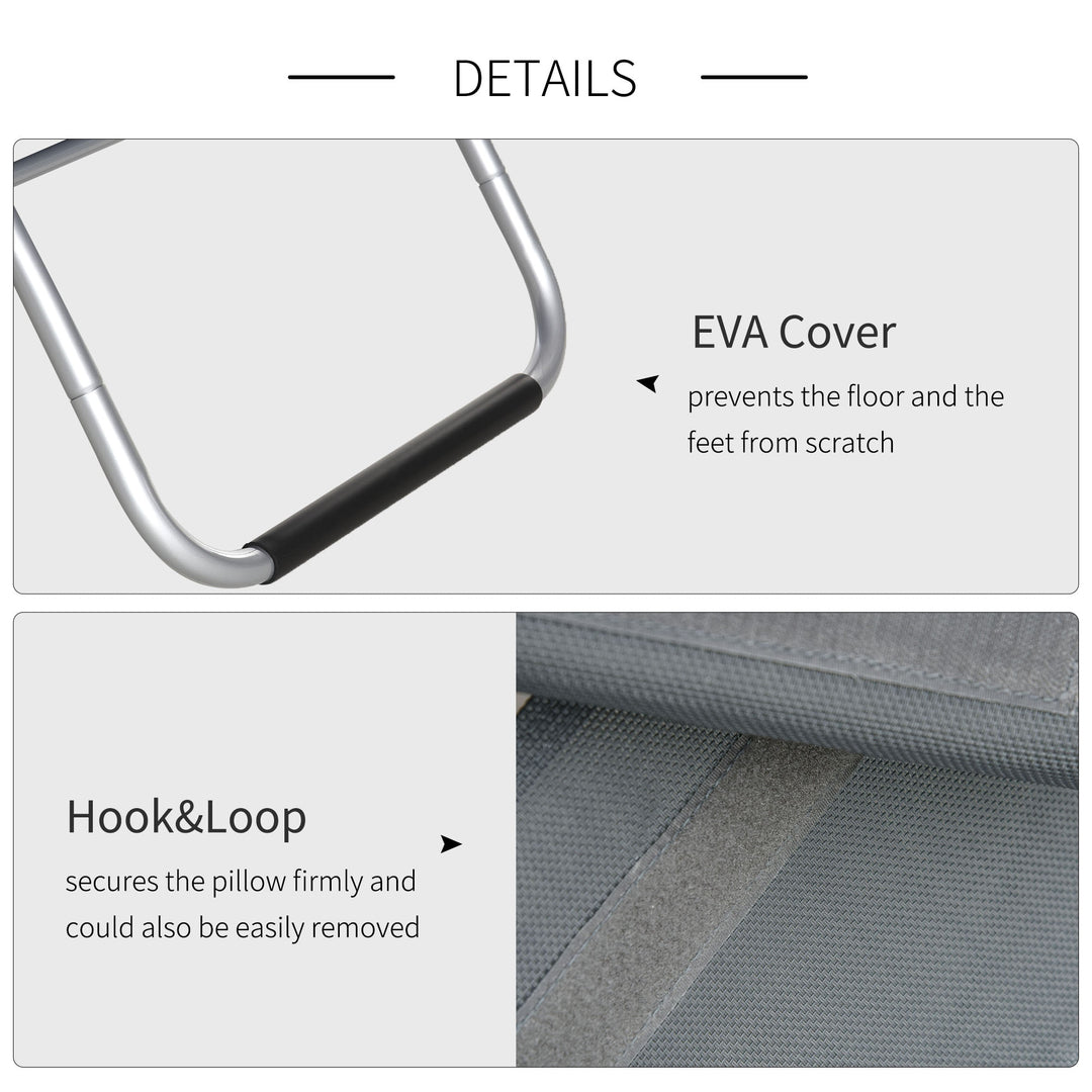 Ergonomic Aluminum Sun Reclining Lounger Chair w Headrest, Outdoor Patio Deck Garden, Grey