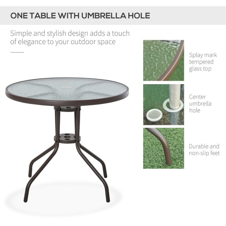 6pc Dining Garden Bistro Set of Table & Chairs w/ Umbrella for Outdoor Patio Deck - Cream Beige