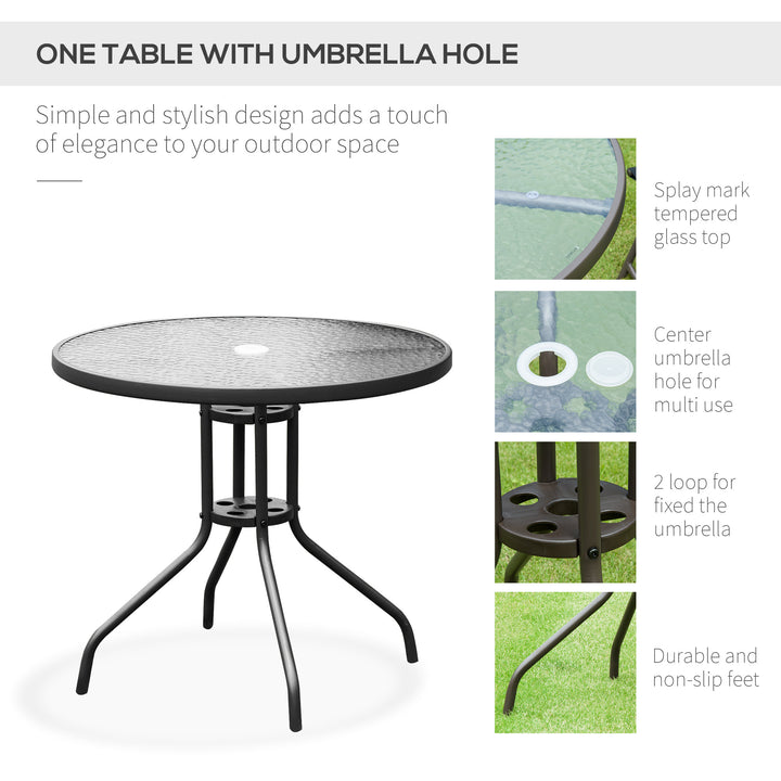 6pc Dining Garden Bistro Set of Table & Chairs w/ Umbrella for Outdoor Patio Deck - Black
