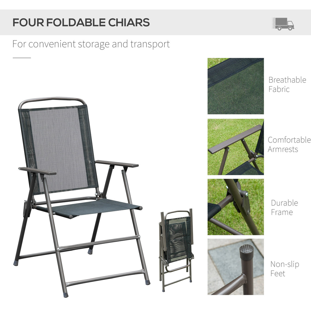 6pc Dining Garden Bistro Set of Table & Chairs w/ Umbrella for Outdoor Patio Deck - Black