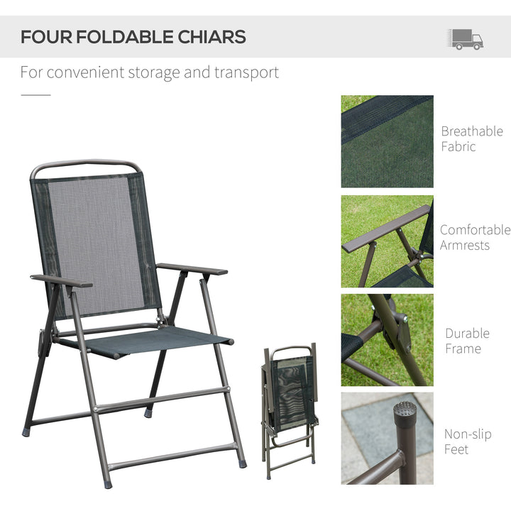 6pc Dining Garden Bistro Set of Table & Chairs w/ Umbrella for Outdoor Patio Deck - Black