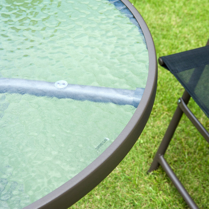 6pc Dining Garden Bistro Set of Table & Chairs w/ Umbrella for Outdoor Patio Deck - Black