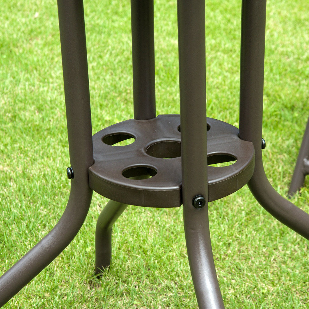 6pc Dining Garden Bistro Set of Table & Chairs w/ Umbrella for Outdoor Patio Deck - Black