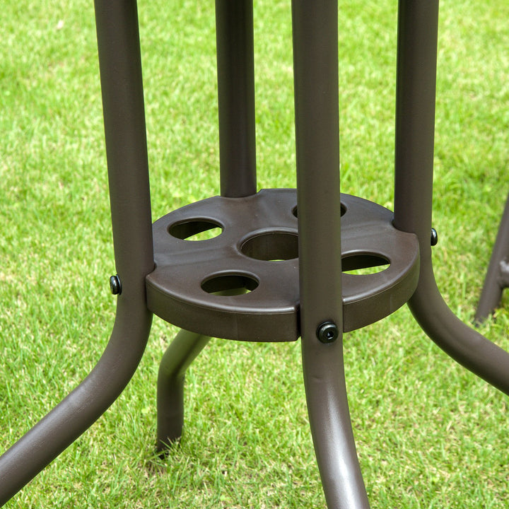 6pc Dining Garden Bistro Set of Table & Chairs w/ Umbrella for Outdoor Patio Deck - Black