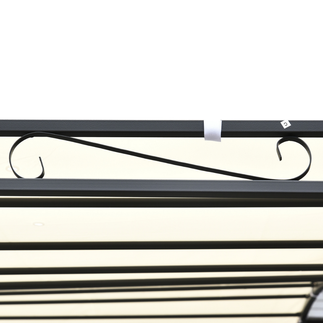 10' x 10' Sloped Steel Gazebo Canopy Pergola w Water & UV Resistant Roof, Cream White, Black