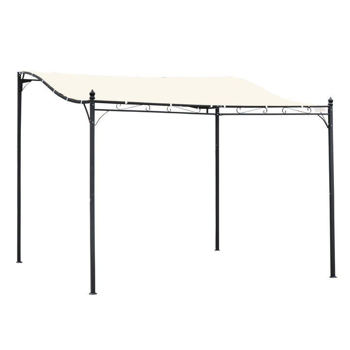 10' x 10' Sloped Steel Gazebo Canopy Pergola w Water & UV Resistant Roof, Cream White, Black