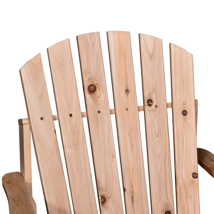 2-Seater Adirondack Muskoka Lounge Chair Set w Table, Umbrella Hole Chair for Garden - Fir Wood