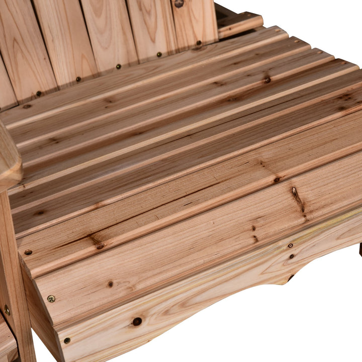 2-Seater Adirondack Muskoka Lounge Chair Set w Table, Umbrella Hole Chair for Garden - Fir Wood