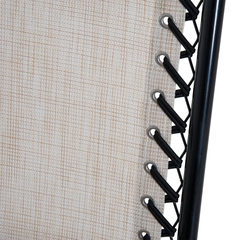 2pc Folding Rocking Lounge Lawn Chair w Headrest for Outdoor Patio Deck Garden, Cream White