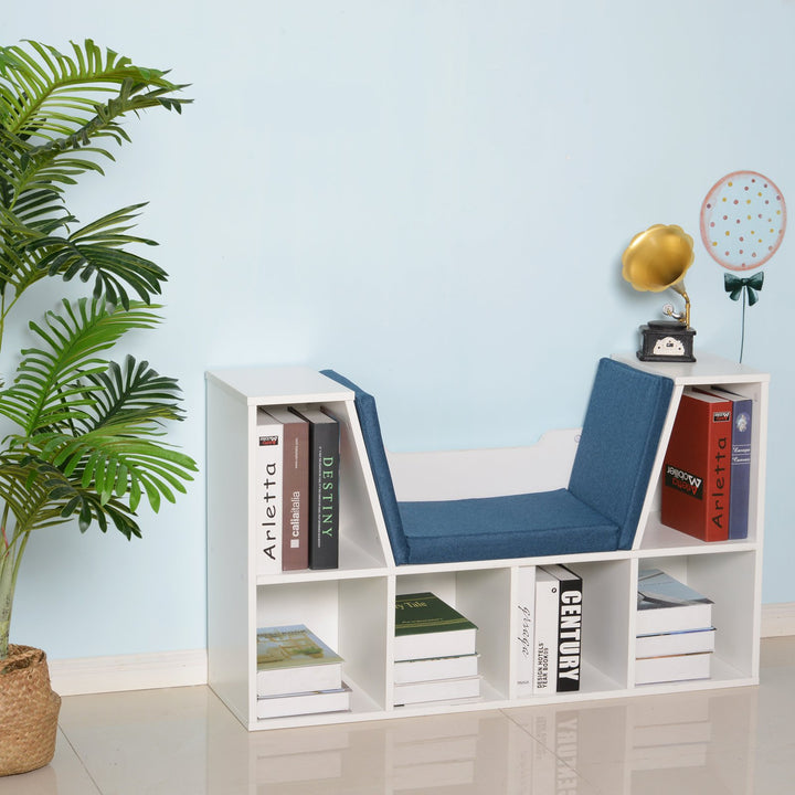6-Cubby Bookcase / Bookshelf w/ Reading Bench - Blue