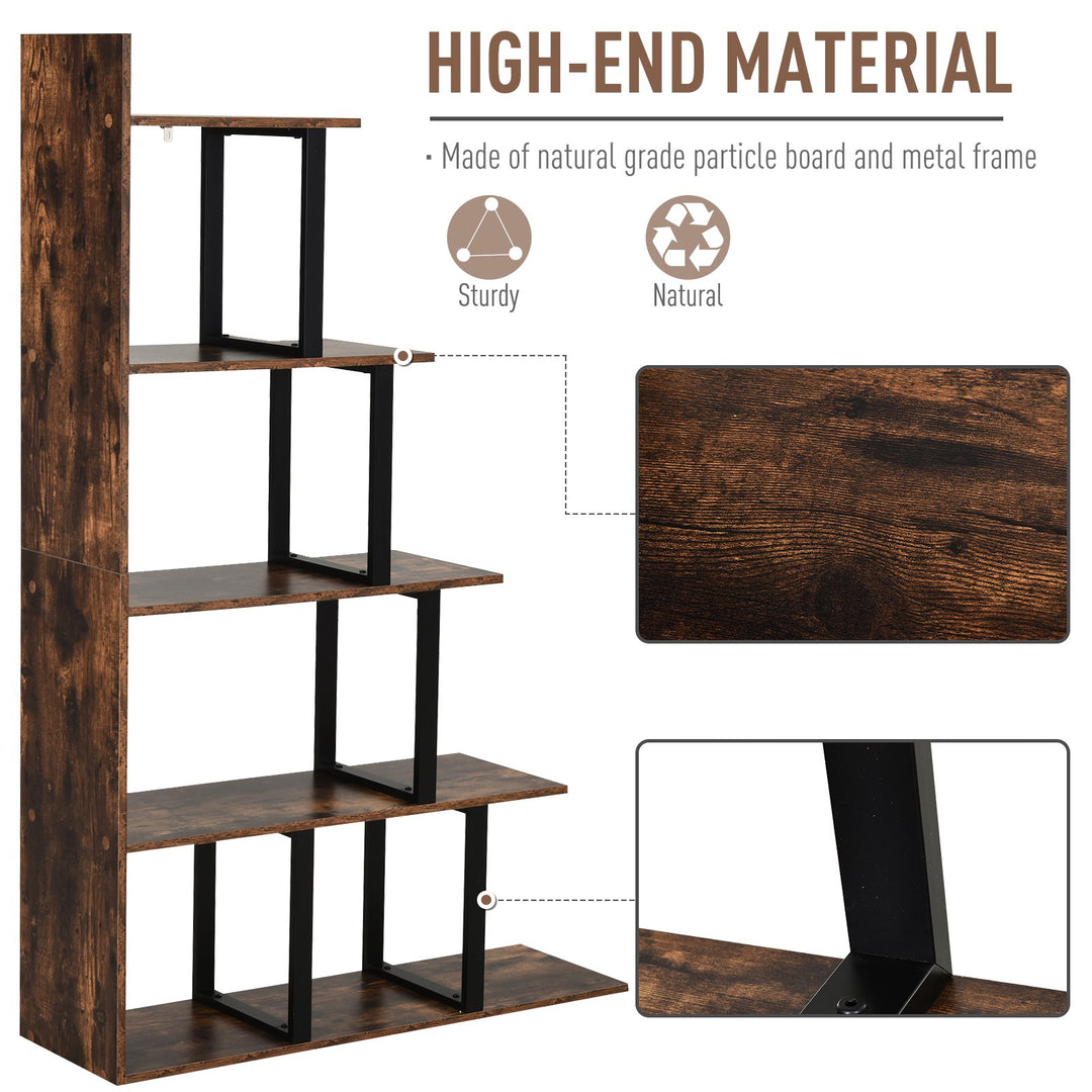 5-Tier Ladder Bookshelf Storage Shelf - Oak
