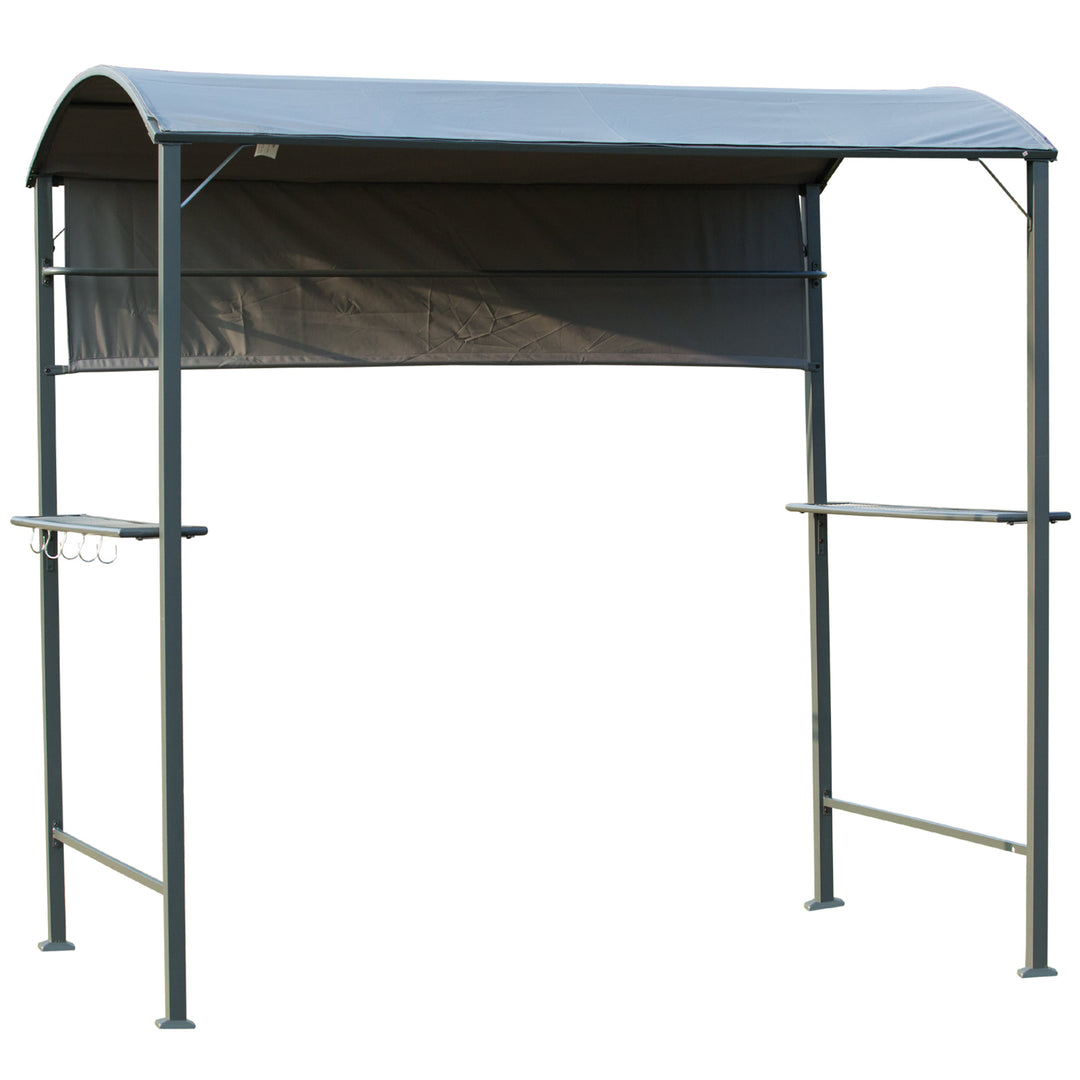 7' x 4.5' Gazebo Pergola Canopy Shelter w/ Fabric Roof, Shelves for BBQ Grill - Charcoal Grey