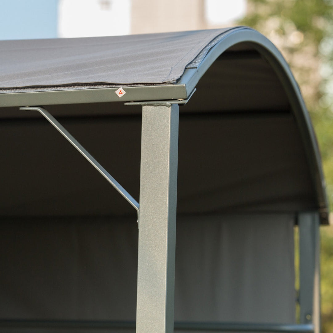 7' x 4.5' Gazebo Pergola Canopy Shelter w/ Fabric Roof, Shelves for BBQ Grill - Charcoal Grey