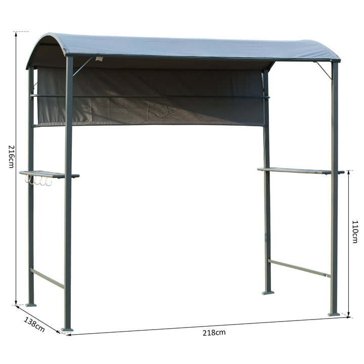 7' x 4.5' Gazebo Pergola Canopy Shelter w/ Fabric Roof, Shelves for BBQ Grill - Charcoal Grey