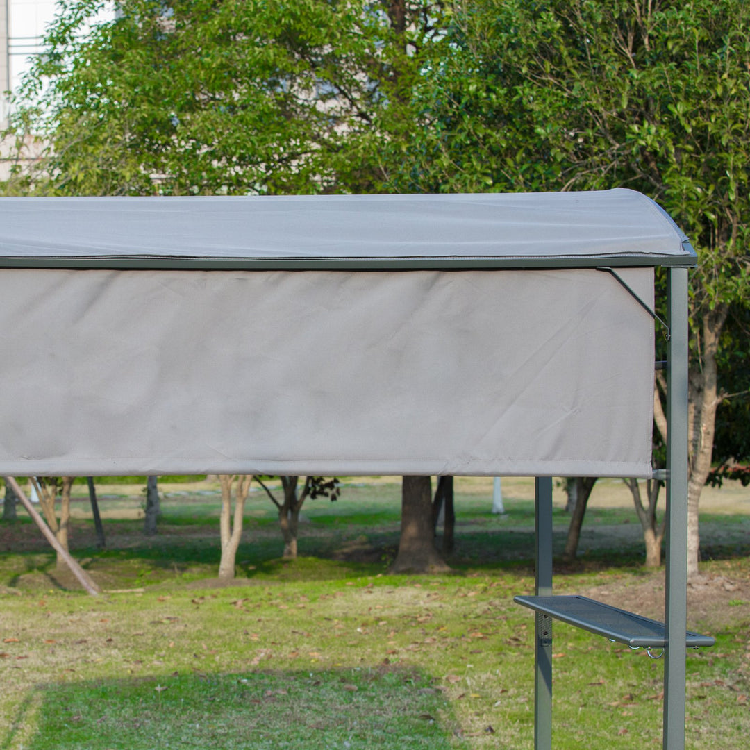 7' x 4.5' Gazebo Pergola Canopy Shelter w/ Fabric Roof, Shelves for BBQ Grill - Charcoal Grey