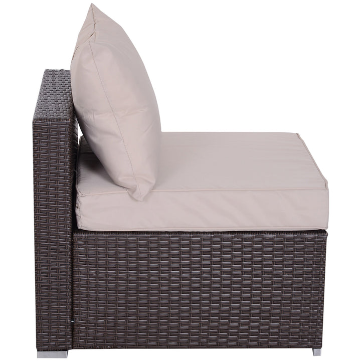 6pc PE Rattan Wicker L-Shape Sectional Conversation Set w/ Cushions Outdoor Patio – Brown Beige