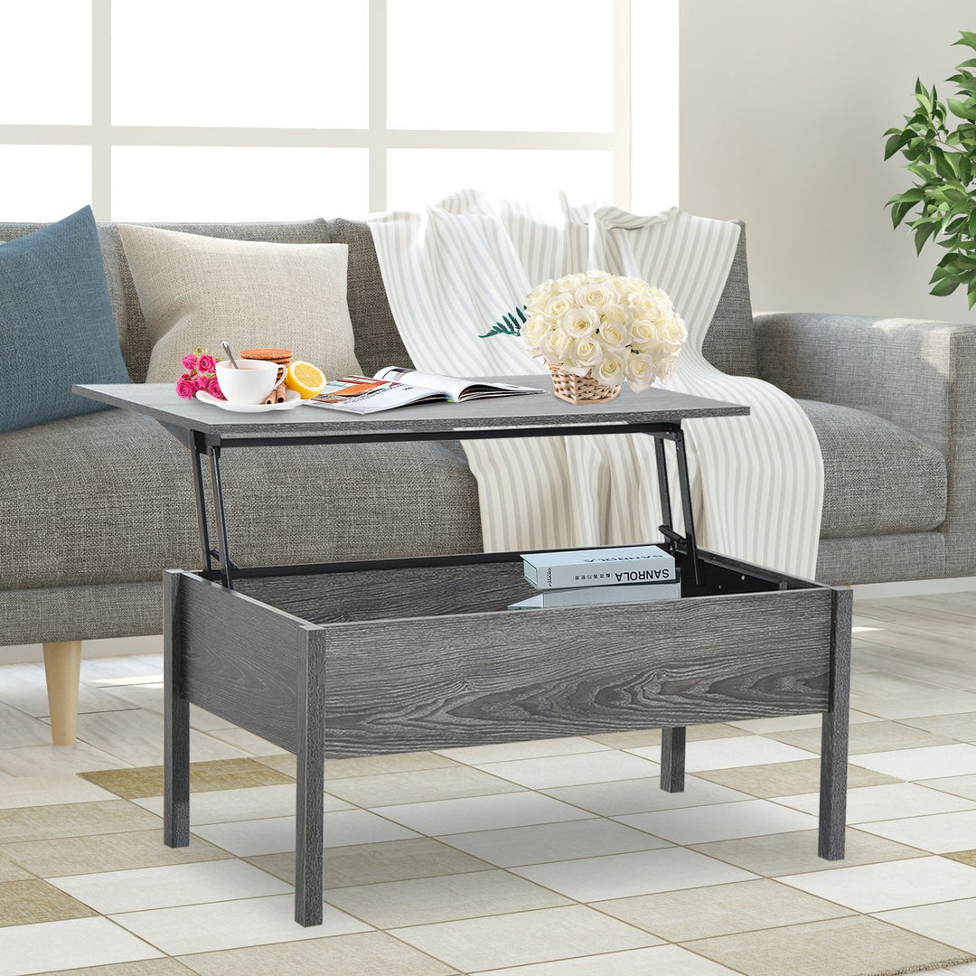 Lift Top Coffee Table/Desk with Hidden Storage - Light Grey
