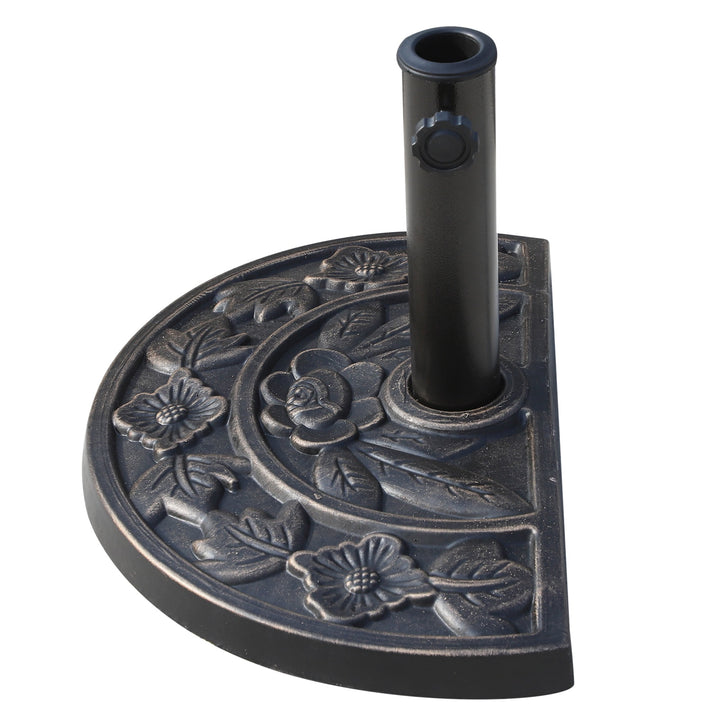 19.75", 19.8lbs Half-Round Resin Umbrella Base Stand for Φ1.5-Φ1.9" Pole Sun Shade - Bronze