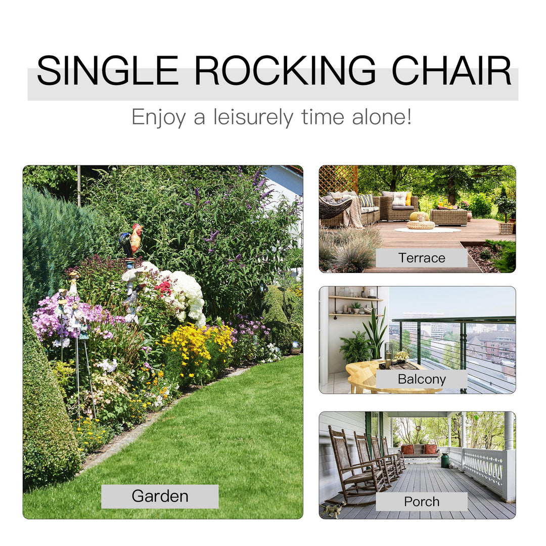 Classic Wood Porch Rocking Chair Lounger for Indoor Outdoor Patio Backyard Garden Deck - White