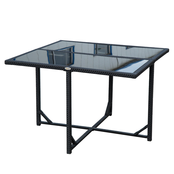 5pc Compact PE Rattan Wicker Dining Table Set w Cushions for Outdoor Patio - Black, Cream White
