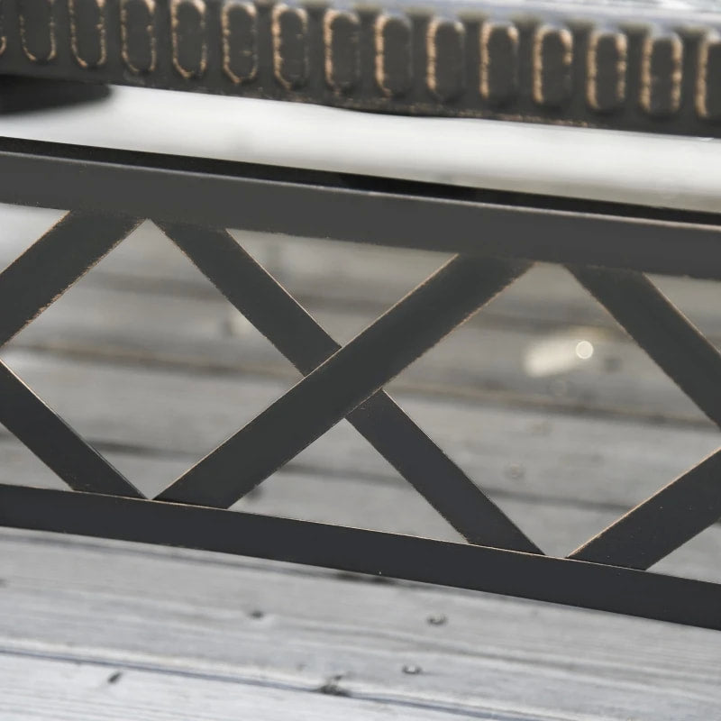 30" Square Fire Pit Patio Heater w Slate Edge, Mesh Screen Lid, Poker, Garden BBQ Grill - Black