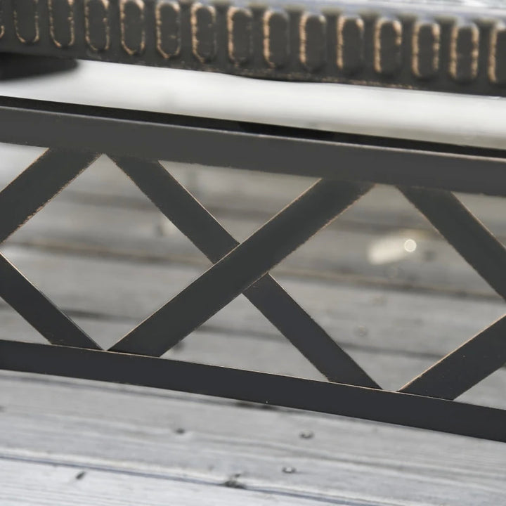 30" Square Fire Pit Patio Heater w Slate Edge, Mesh Screen Lid, Poker, Garden BBQ Grill - Black